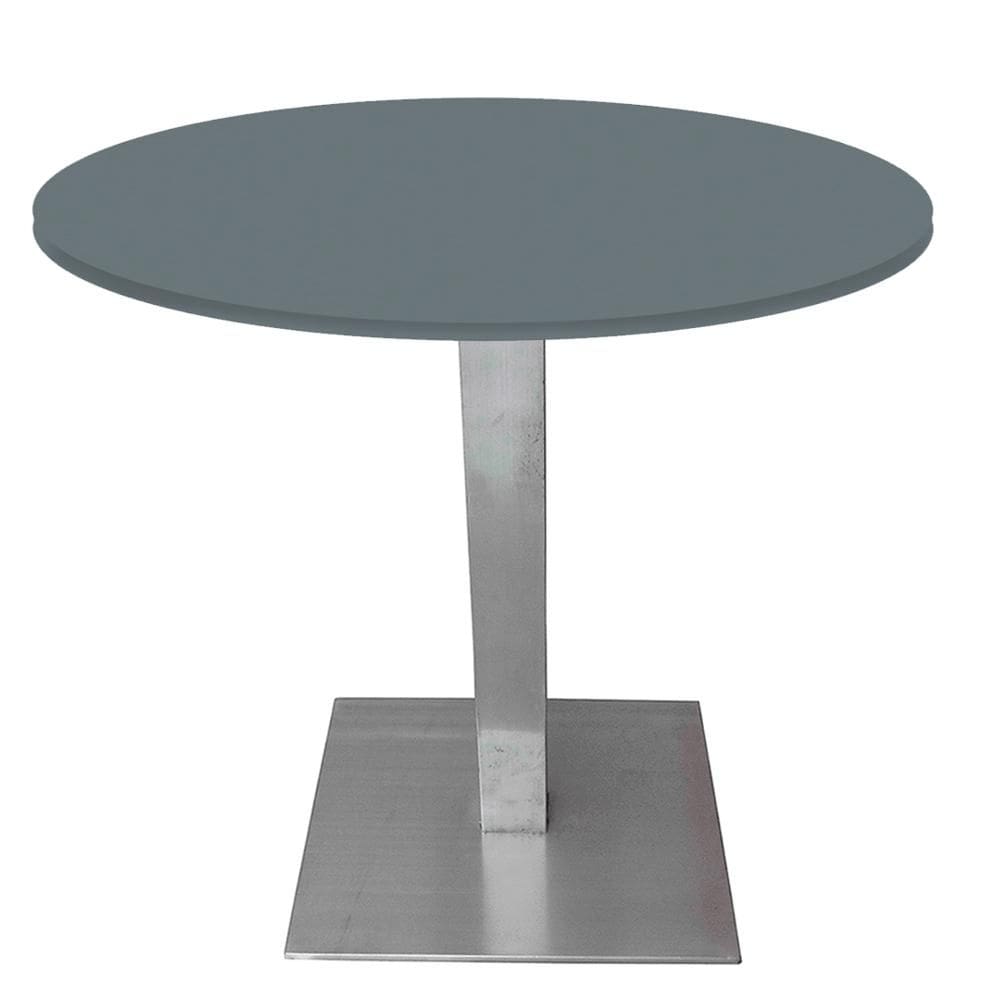 Mesa Alpha Inox 73,50 cm (Alt) Base Quadrada Tampo MDP Redondo 60 cm (Larg) x 2,50 cm (Alt) Grafito