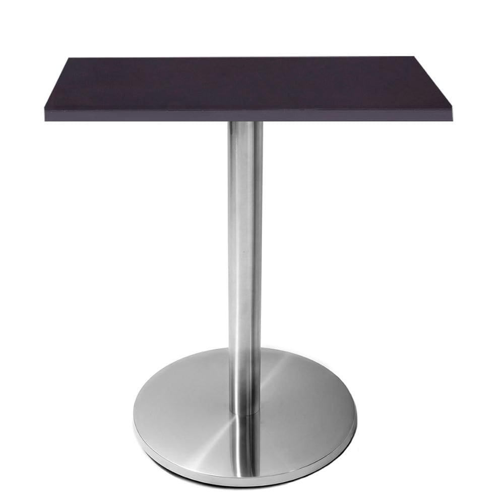 Mesa Beta em Inox 75 cm (Altura) com Disco Redondo com Tampo em MDP Quadrado 60 cm Cor Preto
