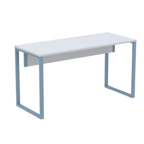 Mesa Escritório P25 TUB Pandin 150 cm (Larg) Tampo MDP Cinza Pé Aço Tubular Azul Dali