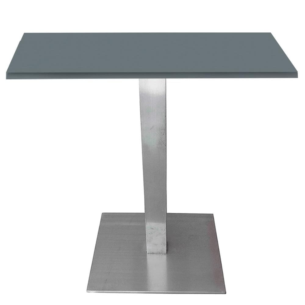 Mesa Alpha Inox 73,50 cm (Alt) Base Quadrada Tampo MDP Quadrado 70 cm (Larg) x 2,50 cm (Alt) Grafito