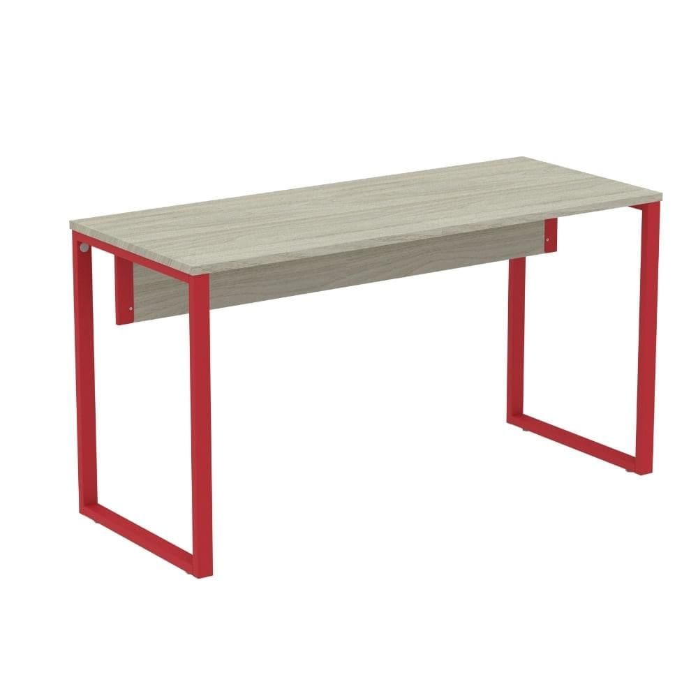 Mesa Escritório P25 TUB Pandin 150 cm Larg x 70 cm Prof Tampo MDP Casablanca Pé Aço Tubular Vermelho