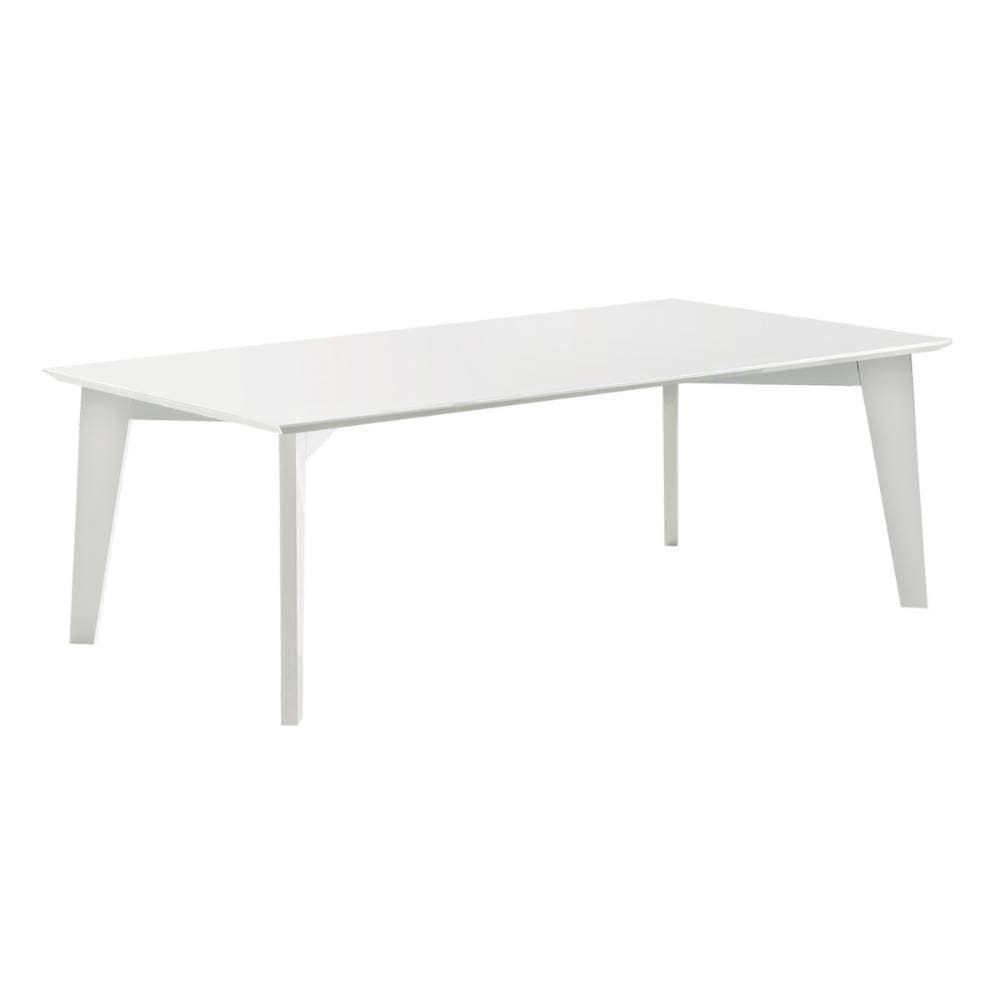 Mesa de Jantar Lisboa Univ Retangular 180 cm Tampo de Madeira com Vidro Colado Laca Branca Brilhante