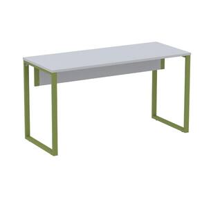 Mesa Escritório P25 TUB Pandin 150 cm (Larg) x 70 cm (Prof) Tampo MDP Cinza Pé Aço Tubular Verde