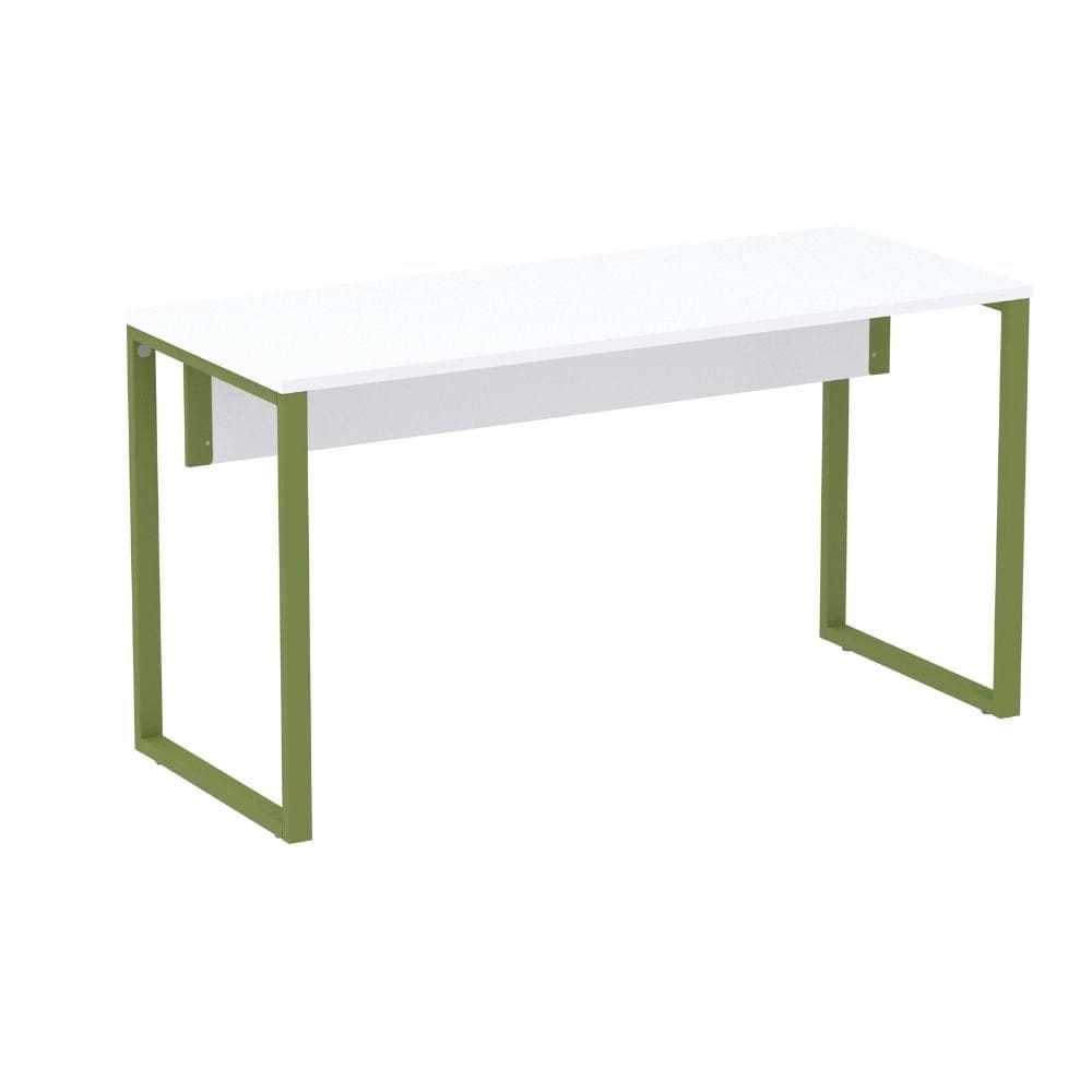 Mesa Escritório P25 TUB Pandin 150 cm (Larg) x 70 cm (Prof) Tampo MDP Branco Pé Aço Tubular Verde