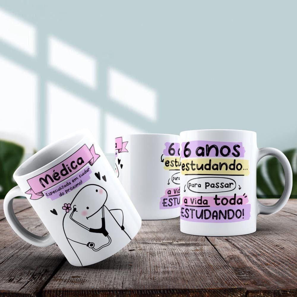 Caneca De Porcelana 325ml Flork Profissões Feminino Médica