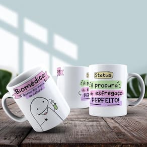 Caneca De Porcelana 325ml Flork Profissões Feminino Biomédica