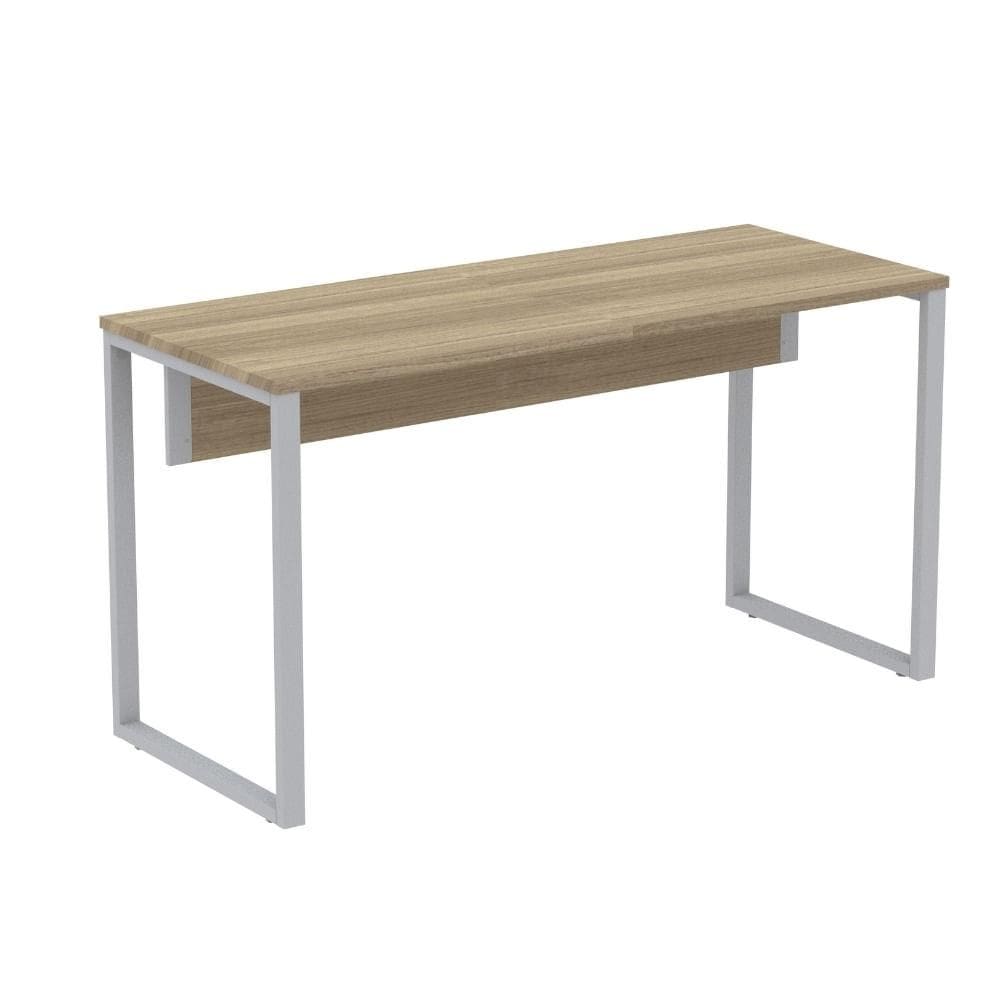 Mesa Escritório P25 TUB Pandin 134 cm (Larg) Tampo MDP Noce Naturalle Pé Aço Tubular Cinza