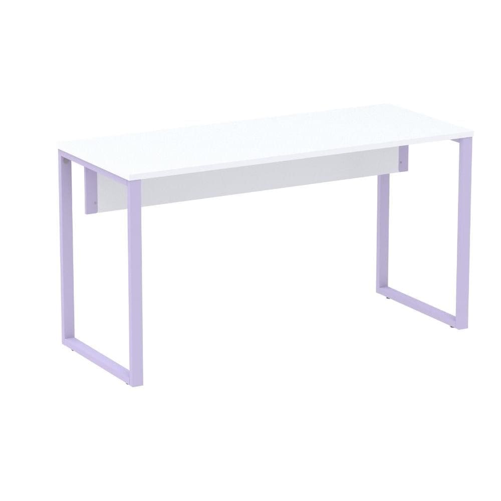 Mesa Escritório P25 TUB Pandin 170 cm (Larg) x 70 cm (Prof) Tampo MDP Branco Pé Aço Tubular Lilás