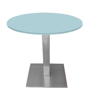 Mesa Alpha Inox 73,50 cm (Alt) Base Quadrada Tampo MDP Redondo 60 cm (Larg) x 2,50 cm (Alt) Cinza