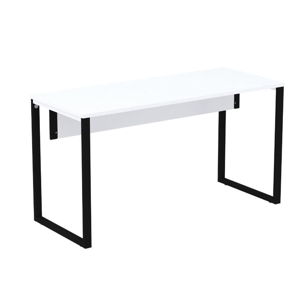 Mesa Escritório P25 TUB Pandin 134 cm (Larg) Tampo MDP Branco Pé Aço Tubular Preto