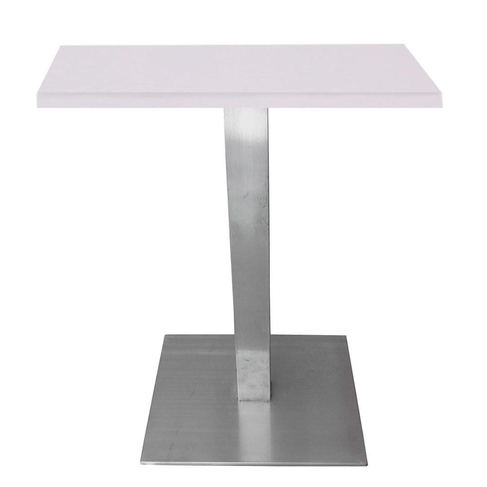 Mesa Alpha Inox 77,50 cm (Altura) com Tampo em MDP Quadrado 80 cm Branco