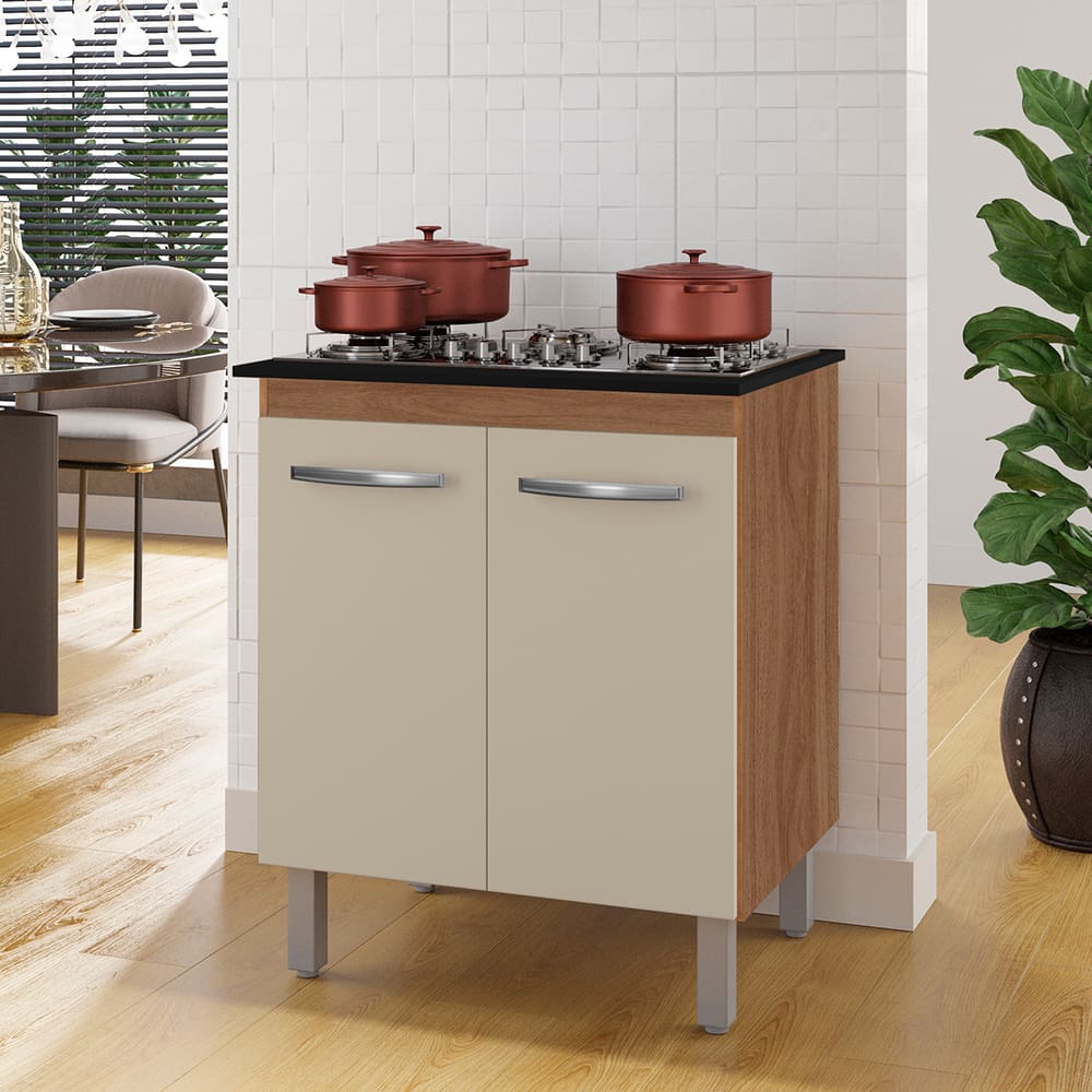 Balcao Q1 para Cooktop 5 Bocas Jade Moblis Savana/off White