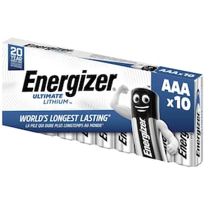 Bateria Energizer Ultimate Lithium AAA de 1,5 V (pacote com 10)