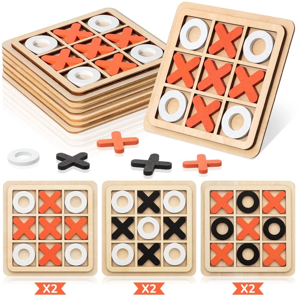 Jogo de madeira Tic Tac Toe Meooeck Mini Jogo de Tabuleiro Xo Chess