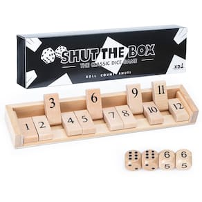 Jogo de dados Jogo de tabuleiro Shut The Box, tamanho de viagem, madeira