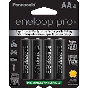 Baterias recarregáveis Panasonic eneloop pro AA 2500mAh, pacote com 4
