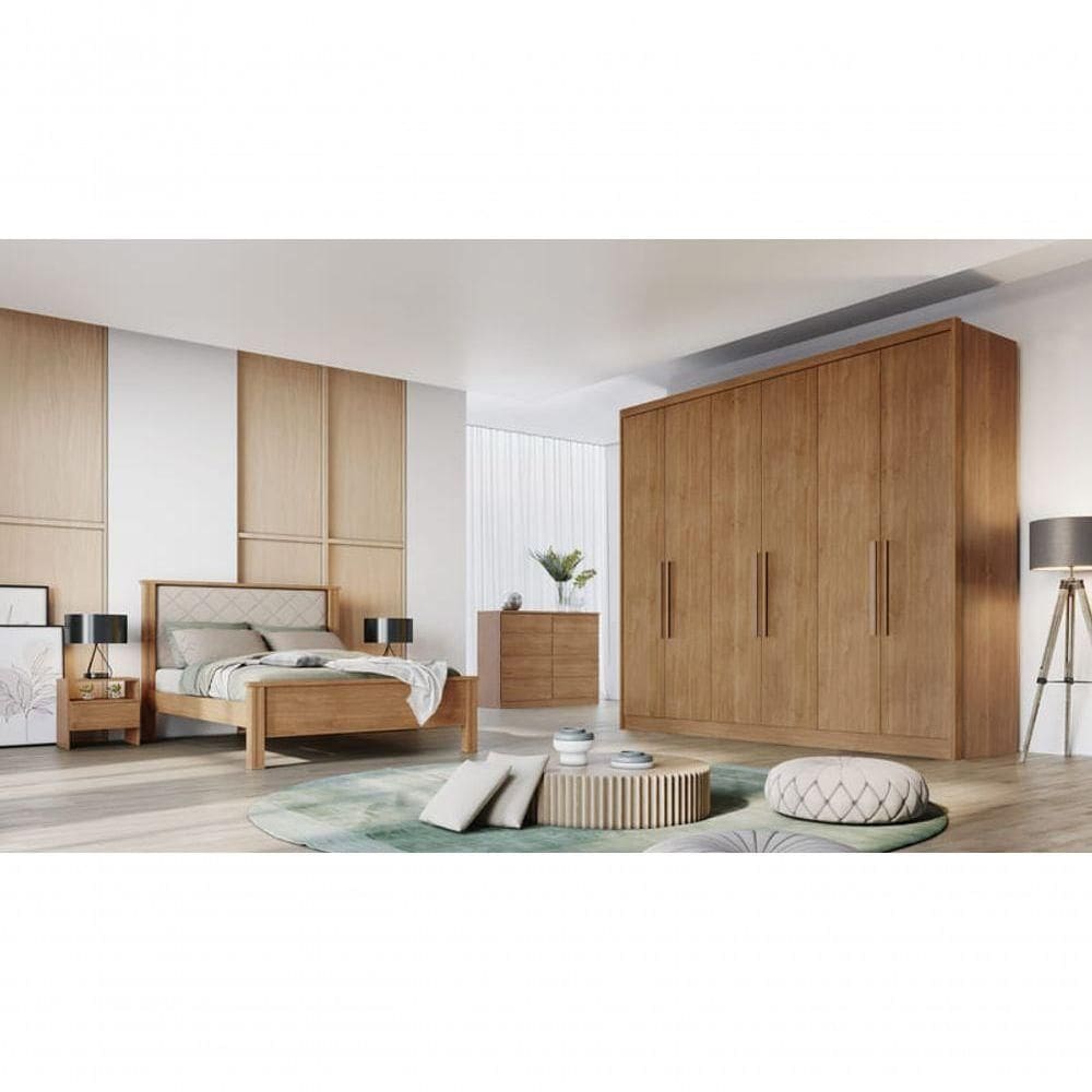 Guarda Roupa Casal 6 Portas 8 Gavetas New Vértice-cumaru Móveis Novo Horizonte