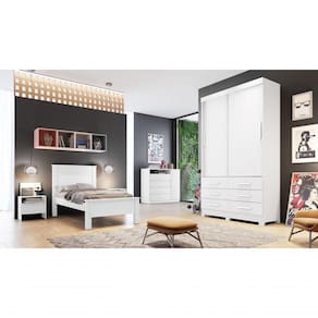 Guarda Roupa Solteiro 2 Portas 6 Gavetas Capri-branco Móveis Novo Horizonte