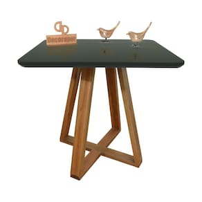 Mesa Jantar Base X Tampo Retangular Laca Com Vidro 120x80cm Preto
