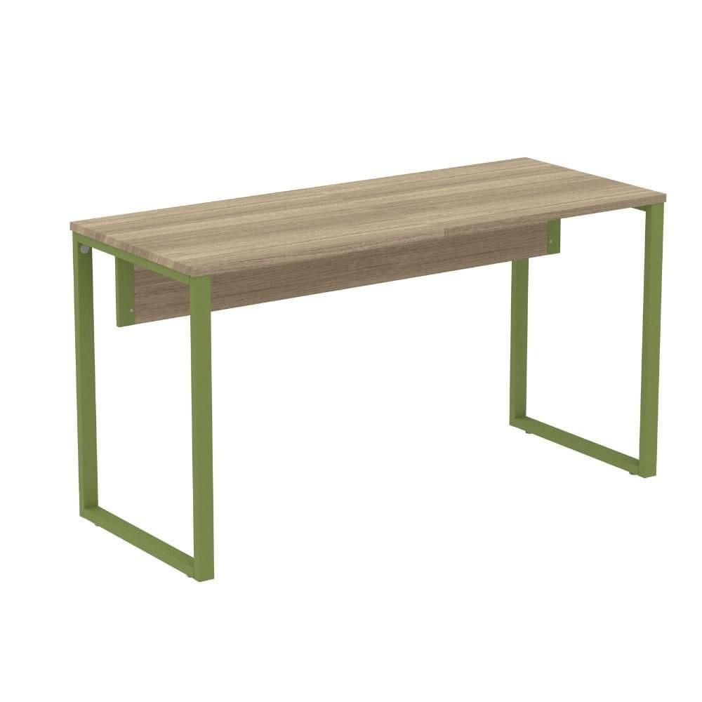 Mesa Escritório P25 TUB Pandin 150 cm (Larg) x 70 cm (Prof) Tampo MDP Noce Pé Aço Tubular Verde