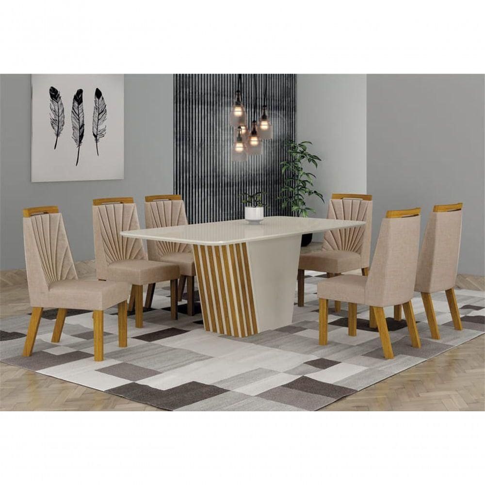 Sala De Jantar Completa Com 6 Cadeiras 1,80x0,90m Liz Leifer Móveis