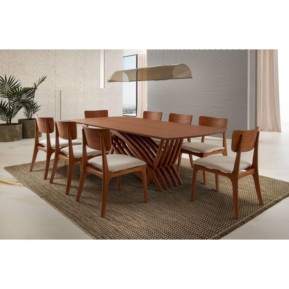 Sala De Jantar Madeira Maciça 8 Cadeiras 2,20x1,10m - Aurora - Espresso Móveis