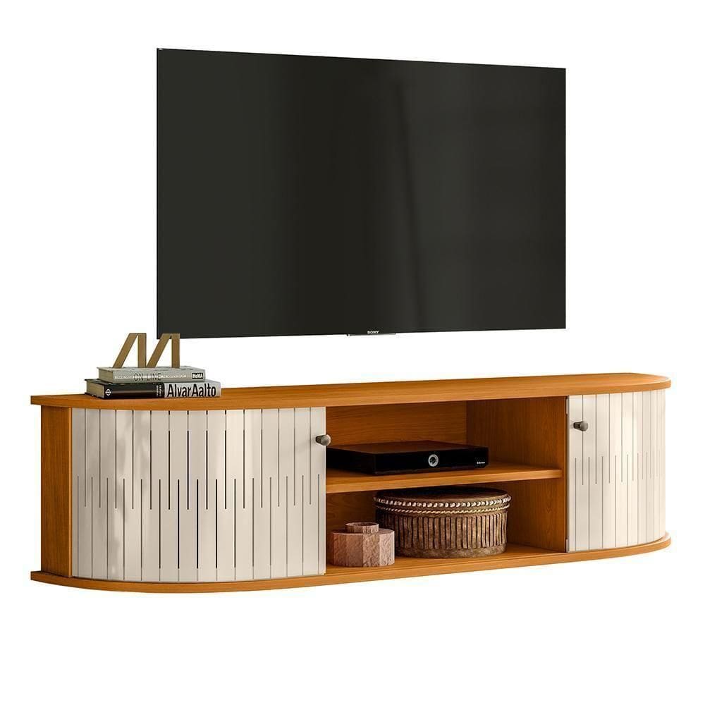 Rack Bancada Suspenso Modena Cinamomo Off White Para Tv Até 60 Madetec Cinamomo Off White