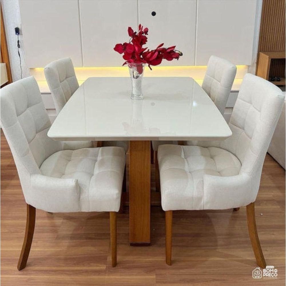 Sala De Jantar Moderna 4 Cadeiras 1,20 Royal Requinte Salas