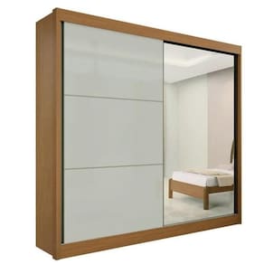 Guarda Roupa Casal Com Espelho 2 Portas 6 Gavetas Titanium-cinamomo-off White Móveis D`doro