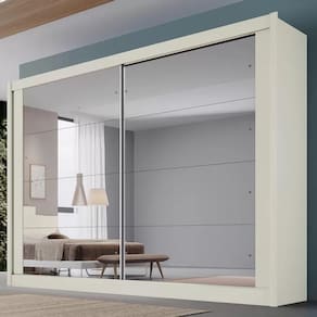Guarda Roupa Casal Espelhado 2 Portas 4 Gavetas Creta-off White Móveis Europa