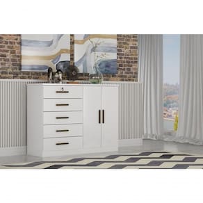 Cômoda Para Quarto Com Sapateira 5 Gavetas - Space-branco - Móveis Novo Horizonte