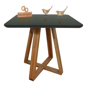 Mesa Jantar Base X Tampo Retangular Laca Com Vidro 100x70cm Preto