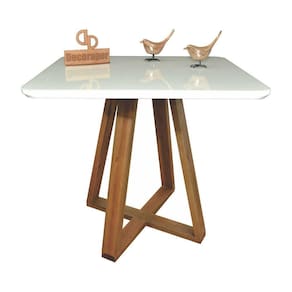 Mesa Jantar Base X Tampo Retangular Laca Com Vidro 120x70 Branco
