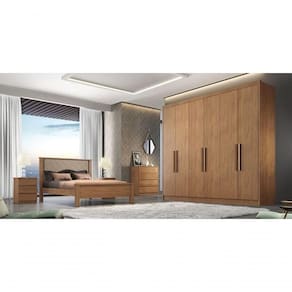Guarda Roupa Casal 100% Mdf 6 Portas 8 Gavetas Rizon -cumaru Móveis Novo Horizonte