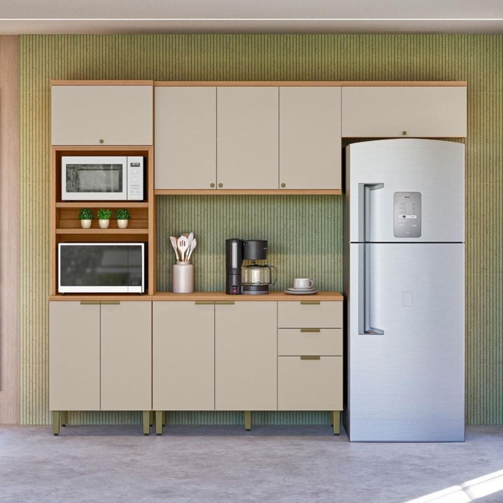 Conjunto Cozinha Compacta Greendale Jequitiba Off White
