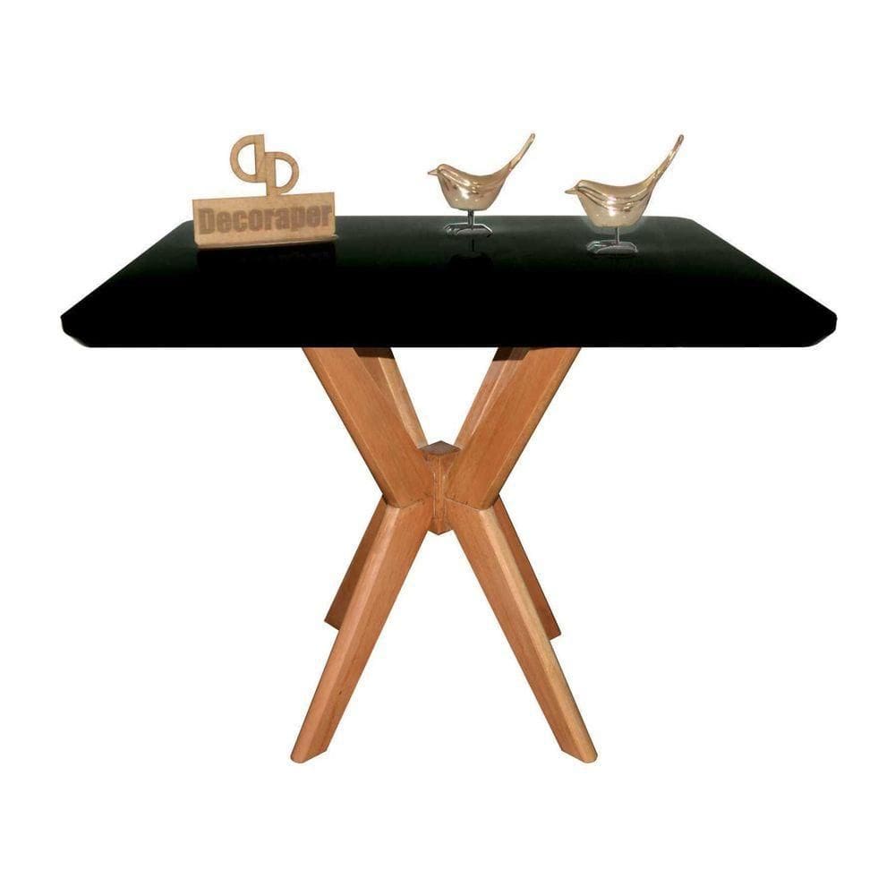 Mesa Jantar Pandora Tampo Retangular Laca Com Vidro 120x70cm Preto