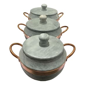 Jogo De Panelas Pedra Sabão Bojuda Com Tampa De Pedra