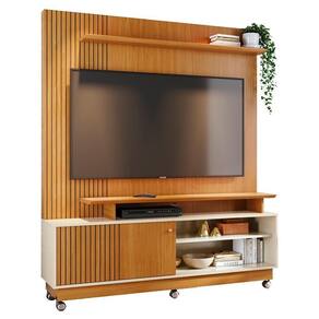 Estante Home Theater Ares Cinamomo Off White Para Tv Até 75 Com Rodízios Madetec Cinamomo Off White