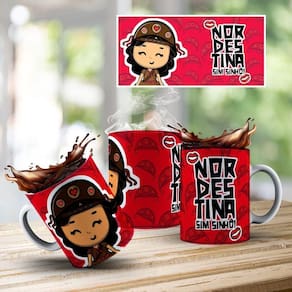 Caneca De Porcelana 325ml Decorada Nordestinos Nordestina