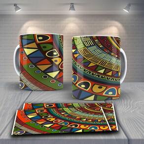 Caneca De Porcelana 325ml Decorada Tribal Tribal 24
