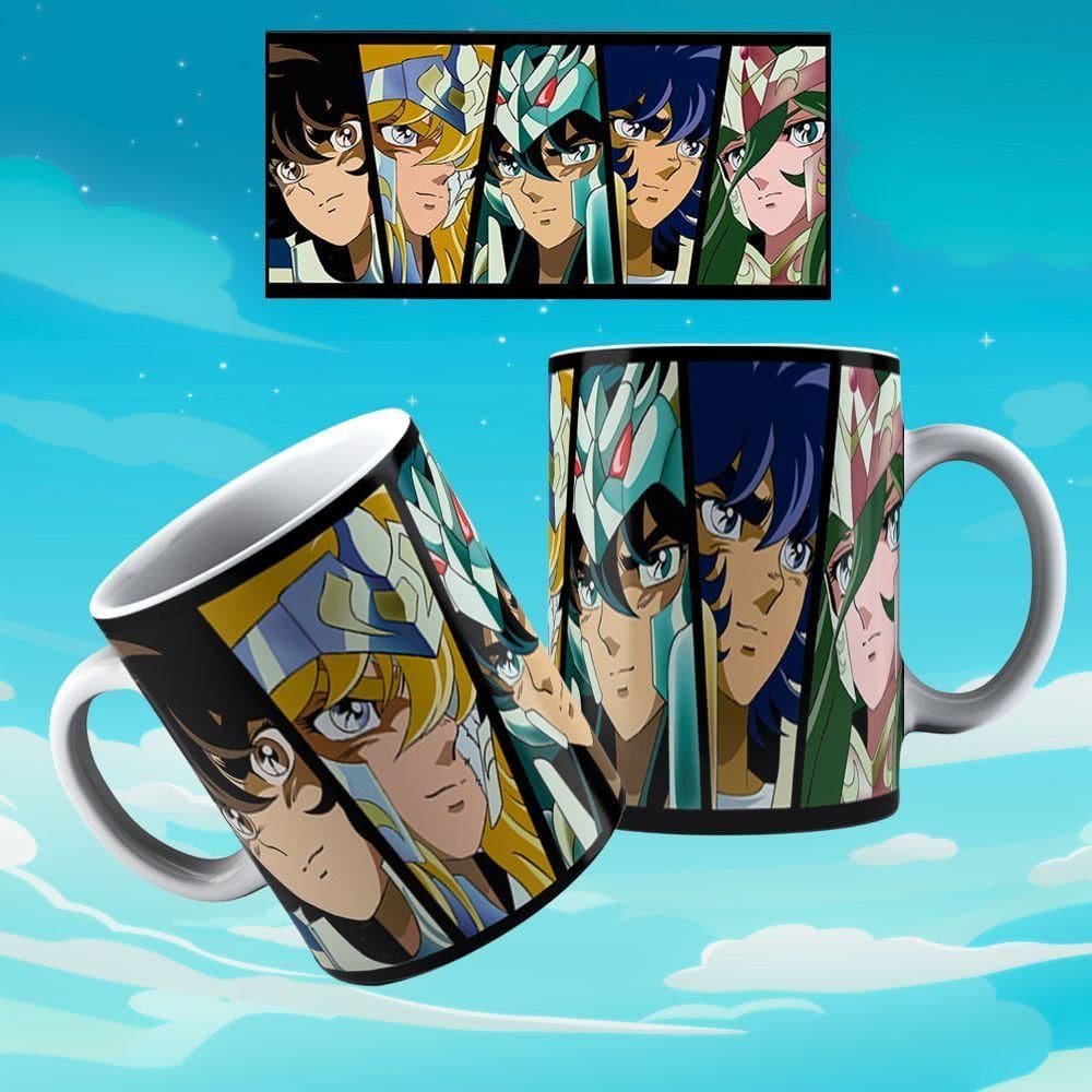 Caneca De Porcelana 325ml Animes Decorada Cavaleiros Do Zodíaco 2
