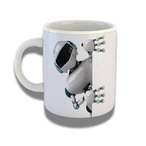 Caneca De Porcelana 325ml Com Design 3d Exclusivo Robô
