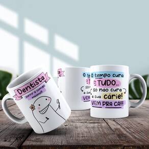 Caneca De Porcelana 325ml Flork Profissões Feminino Dentista