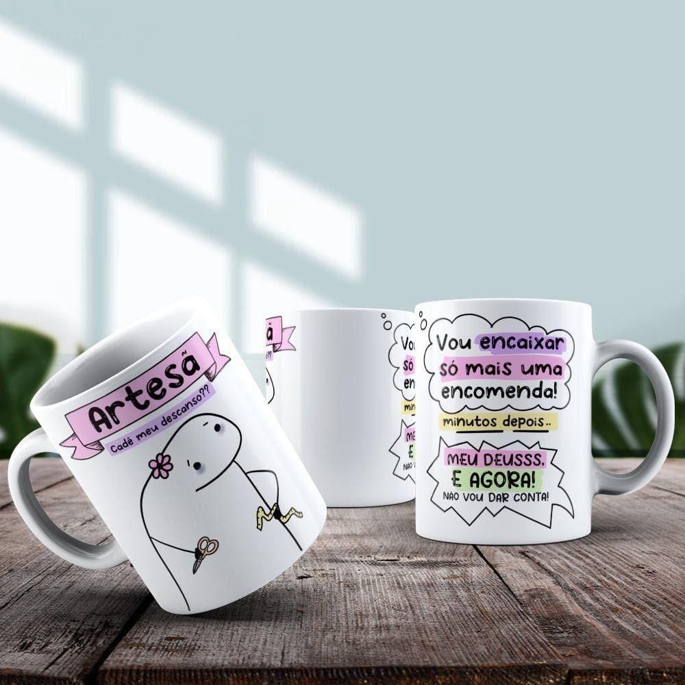 Caneca De Porcelana 325ml Flork Profissões Feminino Artesã