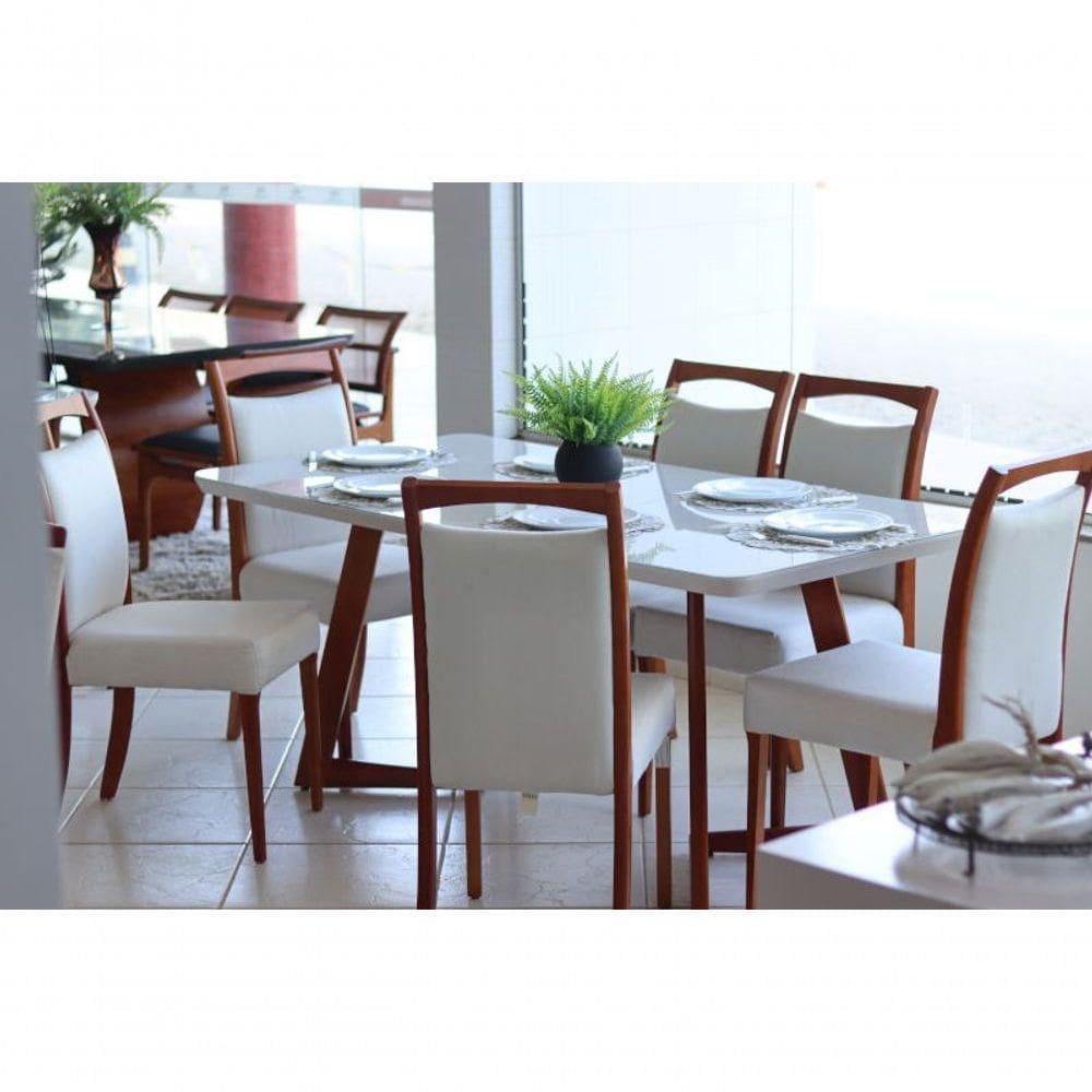 Sala De Jantar Madeira Maciça Com 6 Cadeiras 2,20x1,10m - Lívia - Espresso Móveis