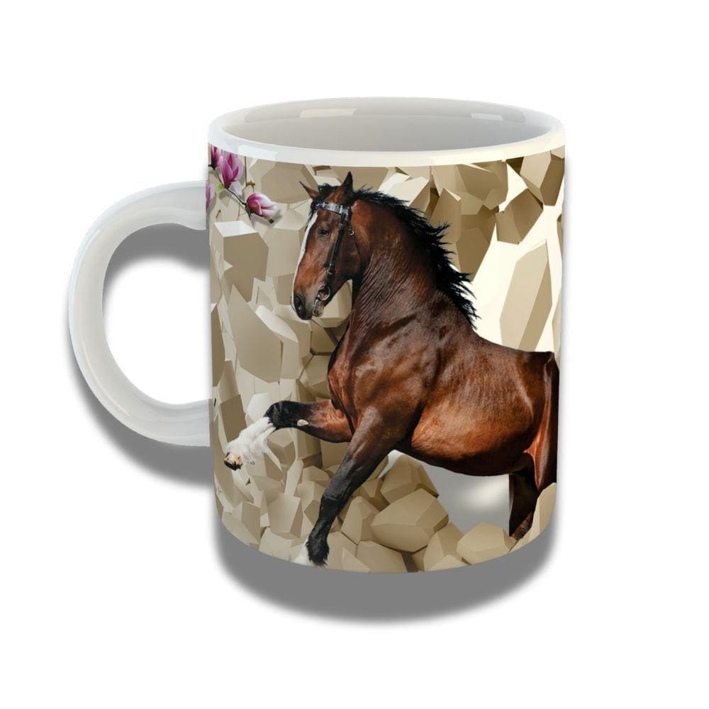 Caneca De Porcelana 325ml Com Design 3d Exclusivo Cavalo