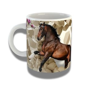 Caneca De Porcelana 325ml Com Design 3d Exclusivo Cavalo