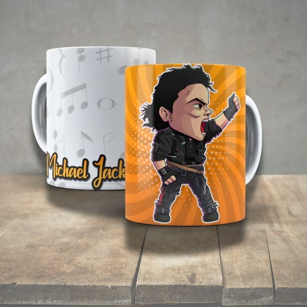 Caneca De Porcelana 325ml Decorada ícones Da Música Michael Jackson 2