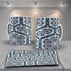 Caneca De Porcelana 325ml Decorada Tribal Tribal 20