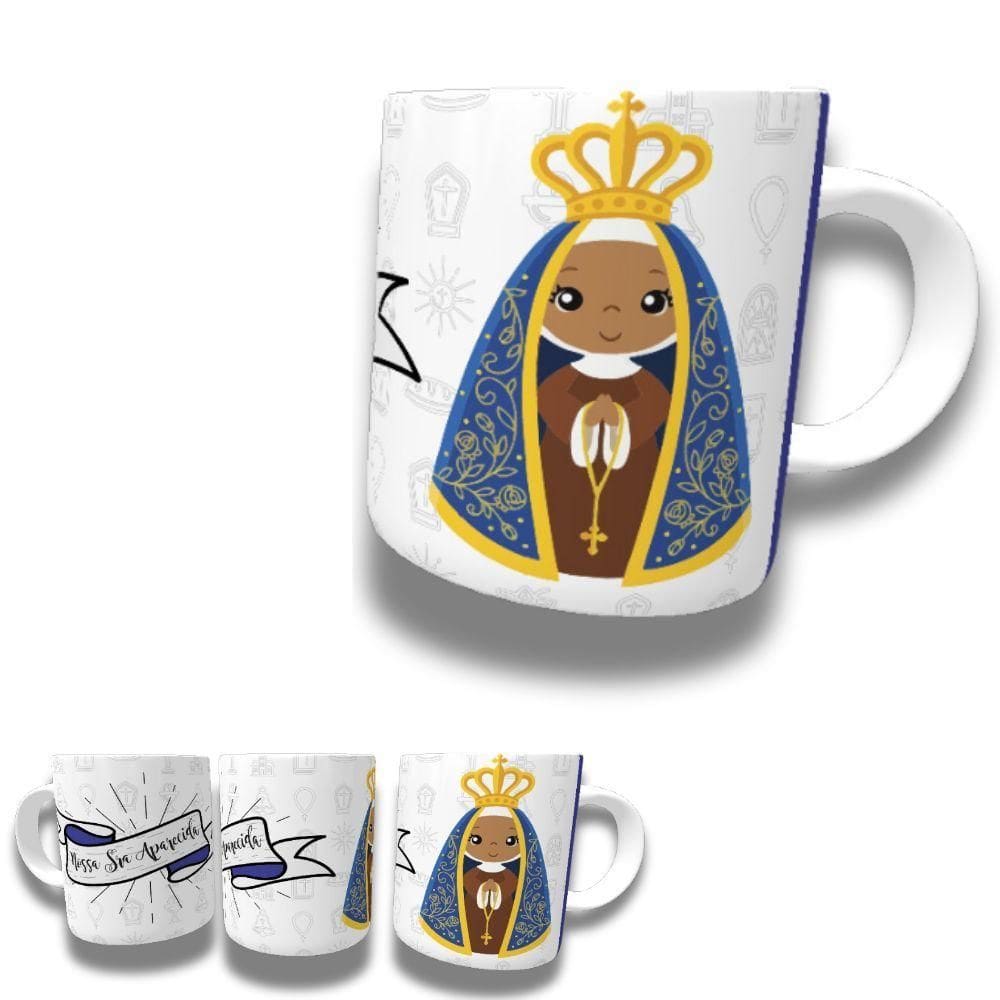 Caneca De Porcelana 325ml Santos Católicos Decorada Nossa Senhora Aparecida